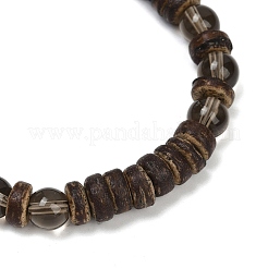 Natural Coconut Rondelle Beads Stretch Bracelets for Women&nbsp;BJEW-JB11635-01