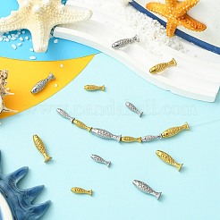 16個 4スタイル 304ステンレススチールビーズ  魚  ミックスカラー  14.5~20.5x4.5~6.5x4~5.5mm  穴：1mm  4個/スタイル&nbsp;STAS-CJ0003-53