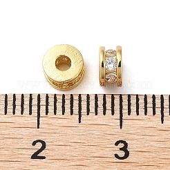 ラックメッキ真鍮パヴェキュービックジルコニアビーズ  18KGP本金メッキ  長持ちメッキ  鉛フリー＆カドミウムフリー  コラム  透明  5x3mm  穴：1.8mm&nbsp;KK-K346-32G-01