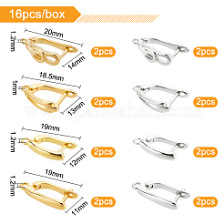 ラッチバック留め具付き真鍮フープピアス金具16個、8スタイル  ピアスパーツ  ミックスカラー  2個/スタイル&nbsp;ZIRC-BC0001-03