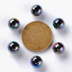 不透明なアクリルビーズ  ABカラーメッキ  ラウンド  ブラック  8x7mm  穴：2mm  約1745個/500g&nbsp;MACR-S370-D8mm-S002