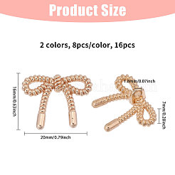 2色合金シャンクボタン16個  1穴  蝶結び  ミックスカラー  14x17x2.5~6.5mm  穴：1.8mm  8個/カラー&nbsp;BUTT-CA0001-25B-01