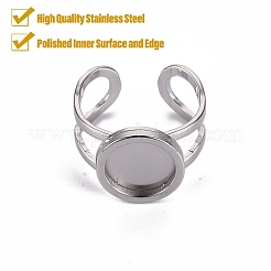 Tarnish Resistant 201 Stainless Steel Cuff Ring Findings&nbsp;STAS-S080-040A-P