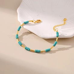 Synthetic Turquoise & Brass Beaded Bracelets for Women&nbsp;OR9235