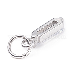 304ステンレススチールキュービックジルコニアペンダント  長方形  ステンレス鋼色  ライトグレー  17x4x4mm  穴：5mm&nbsp;STAS-E487-21P-11
