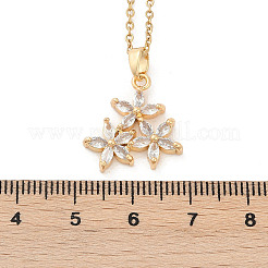 Flower Brass Micro Pave Cubic Zirconia Pendant Neckalces&nbsp;NJEW-C076-22G
