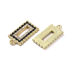 ラインストーン ペンダント付き合金  エナメル  長方形チャーム  ゴールドカラー  22.5x12x2mm  穴：1.6mm&nbsp;FIND-B032-21G