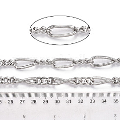 鉄製のねじれた楕円形のリンクチェーン  溶接されていない  スプールで  プラチナ  22x9.5x2.5mm  約32.81フィート（10m）/ロール&nbsp;CH-N004-08P