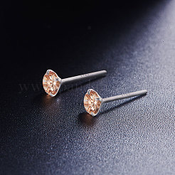 Rhodium Plated 925 Sterling Silver Four Pronged Ear Studs&nbsp;JE420E-01
