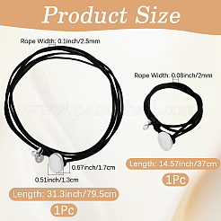 2Pcs 2 Styles Alloy Rectangle PU Leather Layered Cord Choker Necklaces for Women&nbsp;NJEW-CL0001-34B