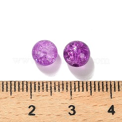 スプレープリントクラックガラスビーズ連売り  ラウンド  青紫色  6.5x5.5mm  穴：1.5mm  約1667個/500g&nbsp;CCG-XCP0001-08
