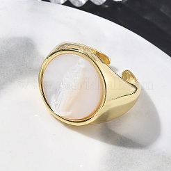 Brass & White Shell Cuff Open Rings&nbsp;KK-CBA56EF-42B-G