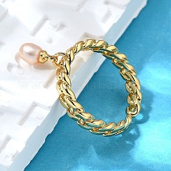 Brass Curb Chain Cuff Rings for Women&nbsp;RJEW-Z085-05G