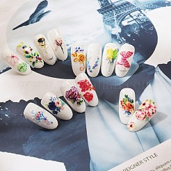 花ネイルステッカー  粘着ネイルアートデカール用品  女性の女の子のためのDIYマニキュアデザイン  ミックスカラー  6.9x5cm&nbsp;MRMJ-T027-05-M