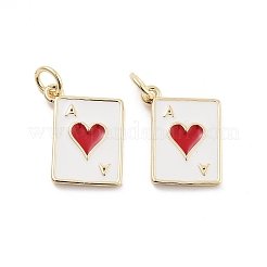 Playing Card Rack Plating Brass Enamel Pendants&nbsp;KK-G512-11G