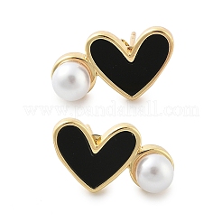 Heart Brass Stud Earrings&nbsp;EJEW-C141-01G