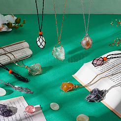 9Pcs 9 Styles Polyester & 304 Stainless Steel Chain Empty Macrame Pouch Necklace Making&nbsp;NJEW-PH01602