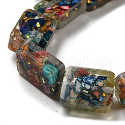 天然の染色されたインペリアルジャスパーと樹脂ビーズの連売り  長方形  カラフル  16x12x6mm  穴：1.2mm  約11個/連  7.09インチ（18cm）&nbsp;G-G083-F05-01
