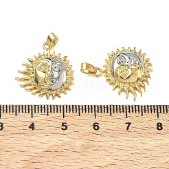 真鍮チャーム  太陽のチャーム  ラックめっき  長持ちメッキ  18KGP本金メッキ  20x19x4mm  穴：4.5x2mm&nbsp;KK-A294-02A-GP