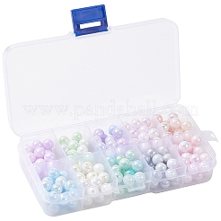250 個 10 色虹色メッキアクリルビーズ  ラウンド  ミックスカラー  8mm  穴：1.8mm  25個/カラー&nbsp;MACR-CJ0001-66-1