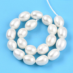 天然養殖淡水パールビーズ連売り  ライス  乳白色  7~9x6~7mm  穴：0.5mm  約44~45個/連  14.37~14.76''（36.5~37.5センチメートル）&nbsp;PEAR-N012-07X