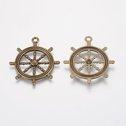 Tibetan Style Rudder Helm Alloy Pendants&nbsp;TIBEB-A101628-AB-FF