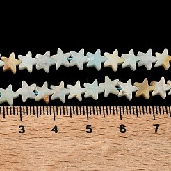 天然フラワーアマゾナイトビーズ連売り  スター  6x6x2mm  穴：0.7mm  約72個/連  14.96''（38センチメートル）&nbsp;G-F817-A17-01