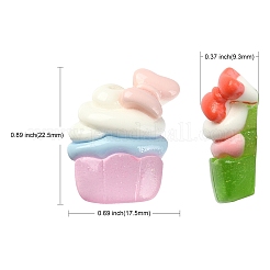 不透明樹脂デコデンカボション  ちょう結びのケーキ  ミックスカラー  22.5x17.5x9.3mm&nbsp;RESI-CJC0019-27