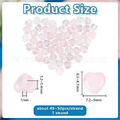 1 連売り天然ローズクォーツビーズ連売り  ハート  7.2~9x8.3~8.7x5.2~5.4mm  穴：1mm  約49~50個/連  15.35インチ（39cm）&nbsp;G-OC0005-96