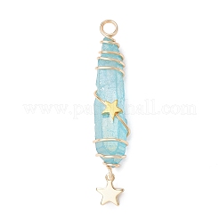 3Pcs 3 Styles Electroplated Natural Quartz Crystal Pointed Copper Wire Wrapped Pendants&nbsp;PALLOY-JF03766-04