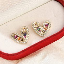 Brass Micro Pave Cubic Zirconia Stud Earrings for Women&nbsp;EJEW-F352-04G