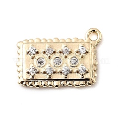 真鍮製マイクロパヴェキュービックジルコニアチャーム  14KGP本金メッキ  ビスケット  14x8.5x2.5mm  穴：1.2mm&nbsp;LS-KK-P337-03E-G