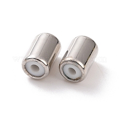 真鍮ビーズ  ゴム入り  スライダービーズ  コラム  プラチナ  8x5mm  穴：2mm&nbsp;KK-WH0052-01A