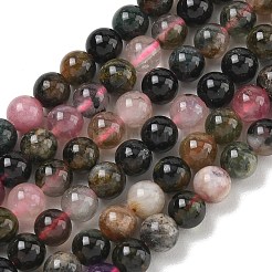 天然石トルマリンビーズ連売り  グレードA  ラウンド  6~7mm  穴：1mm  約60~67個/連  15.7インチ&nbsp;G-R446-6mm-03