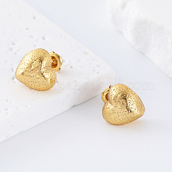 女性用304ステンレススチールスタッドピアス  ハート  ゴールドカラー  15x13mm&nbsp;BA7162