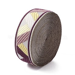 エスニック風刺繡ポリコットン（ポリエステルコットン）リボン  ジャカードリボン  チロリアンリボン  波模様付き  服飾材料  オールドローズ  1-1/8インチ（28mm）&nbsp;OCOR-WH0066-55B