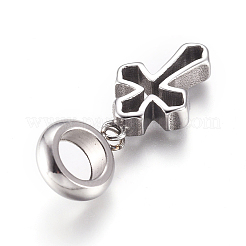 304ステンレススチール製ヨーロピアンダングルチャーム  大穴ペンダント  クロス  アンティークシルバー  10mm  クロス：16x9x3mm  穴：5mm&nbsp;LS-OPDL-G010-03AS