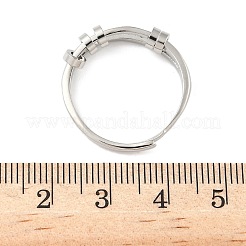 女性用真鍮製マイクロパヴェキュービックジルコニア回転指輪  不安を落ち着かせる瞑想用フィジェットスピナーリング  プラチナ  6.5mm  内径：20mm&nbsp;LS-RJEW-C132-04P