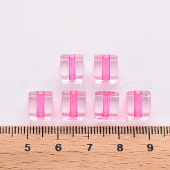 透明なアクリルビーズ  キューブ  ショッキングピンク  8x7.5x7.5mm  穴：1.8mm  約900個/500g&nbsp;TACR-S154-12A-82