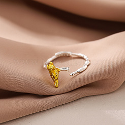 Adjustable Brass Cuff Open Rings for Women&nbsp;WG75041-01