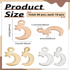 30Pcs 3 Colors 201 Stainless Steel Charms&nbsp;STAS-LP0003-98