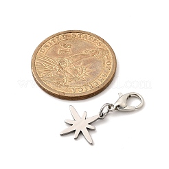 スター 304 ステンレス ペンダント デコレーション  亜鉛合金カニカン付き  プラチナ＆ステンレス鋼色  29mm&nbsp;HJEW-JM03575
