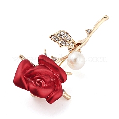 Valentine's Day Rose Zinc Alloy Crystal Rhinestone Brooches&nbsp;JEWB-I031-02B
