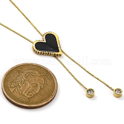 PVD Vacuum Plating 304 Stainless Steel Enamel Heart Pendant Necklaces&nbsp;NJEW-C063-03G