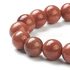 合成ゴールドストーンビーズのストレッチブレスレット  ラウンド  ビーズ：12~12.5mm  内径：2-1/8インチ（5.4cm）&nbsp;BJEW-A117-E-15