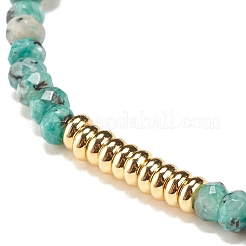 Natural Malaysia Jade(Dyed) Rondelle Beaded Stretch Bracelet with Brass&nbsp;BJEW-JB07967-01