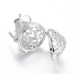 Hollow Brass Cone Cage Pendants&nbsp;KK-E671-28P
