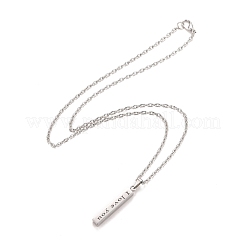 Rectangle with Word I Love You 304 Stainless Steel Pendant Necklace with Alloy Cable Chain for Women&nbsp;NJEW-M192-01P
