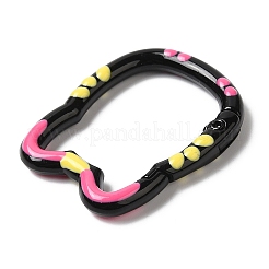 スプレー塗装された合金スプリング ゲート リング  猫の形  ミックスカラー  35x28x4.5mm  内径：27x21mm&nbsp;X1-PALLOY-P292-02