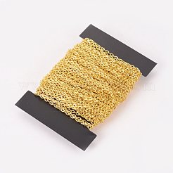 アイアン製アズキチェーン  溶接されていない  カード用紙付き  ゴールドカラー  リンク：3x2mm  約32.8フィート（10m）/カード&nbsp;CH-WH0003-02G